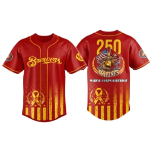 Milwaukee Brewers x US Marine Corps 250th Birthday Tribute 3D Baseball Jersey Limited 2026