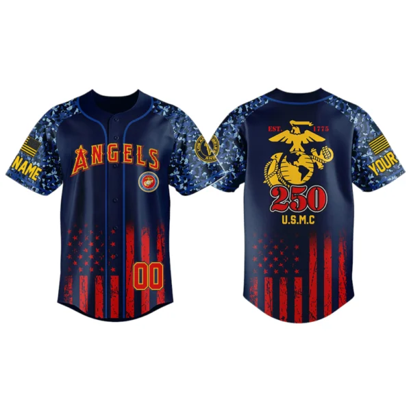 Los Angeles Angels x USMC 250th Anniversay 3D Baseball Jersey Limited 2026 Custom Name & Number