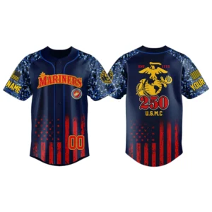 Seattle Mariners x USMC 250th Anniversay 3D Baseball Jersey Limited 2026 Custom Name & Number