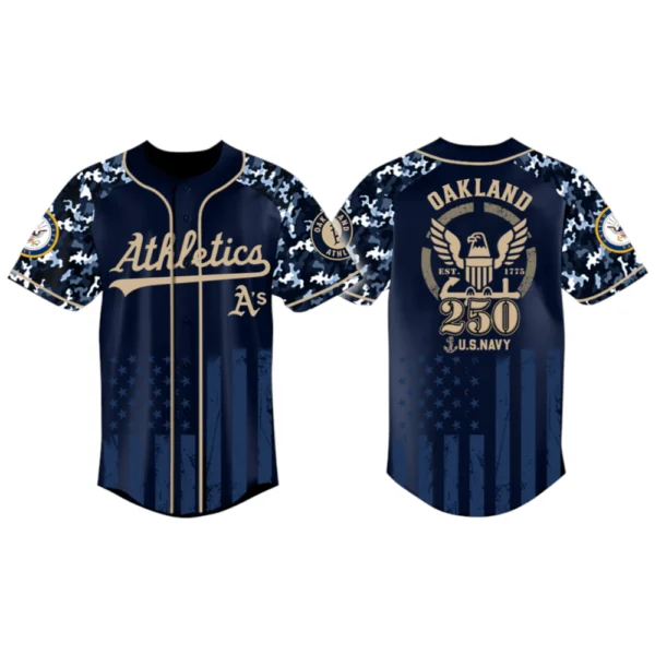 Oakland Athletics x US Navy 250th Birthday 3D Baseball Jersey Limited 2026