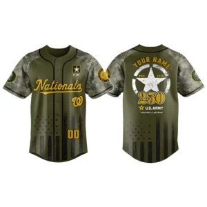 Washington Nationals x US Army 250th Birthday 3D Baseball Jersey Limited 2026 Custom Name & Number