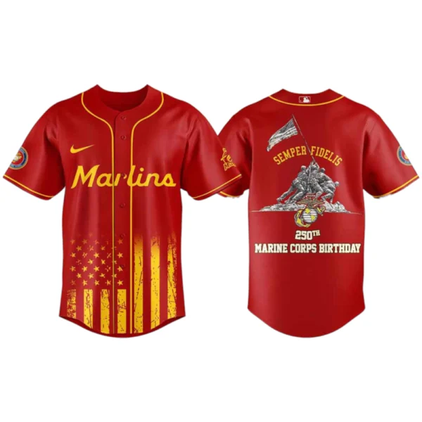 Miami Marlins x Marine Corps 250th Birthday Semper Fidelis 3D Baseball Jersey Limited 2026