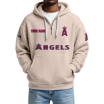 Los Angeles Angels Quarter-Zip Waffle Knit Hoodie Custom Your Name