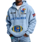 Kansas Jayhawks Quarter-Zip Waffle Knit Hoodie Custom Your Name