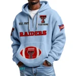Texas Tech Red Raiders Quarter-Zip Waffle Knit Hoodie Custom Your Name