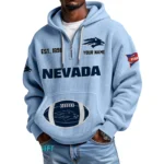 Nevada Wolf Pack Quarter-Zip Waffle Knit Hoodie Custom Your Name