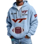 Virginia Tech Hokies Quarter-Zip Waffle Knit Hoodie Custom Your Name