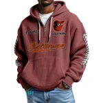 Baltimore Orioles Quarter-Zip Waffle Knit Hoodie Personalize Name