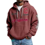 Cleveland Indians Quarter-Zip Waffle Knit Hoodie Personalize Name