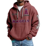 Los Angeles Angels Quarter-Zip Waffle Knit Hoodie Personalize Name