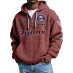 Minnesota Twins Quarter-Zip Waffle Knit Hoodie Personalize Name