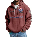 Texas Rangers Quarter-Zip Waffle Knit Hoodie Personalize Name