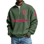 Cleveland Indians Waffle Knit Quarter-Zip Long Sleeve Shirt