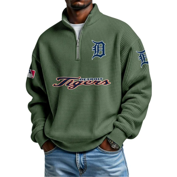 Detroit Tigers Waffle Knit Quarter-Zip Long Sleeve Shirt
