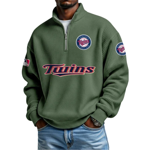 Minnesota Twins Waffle Knit Quarter-Zip Long Sleeve Shirt