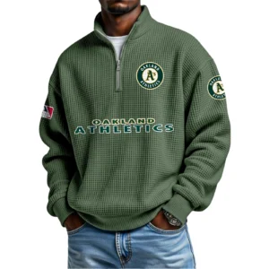 Oakland Athletics Waffle Knit Quarter-Zip Long Sleeve Shirt
