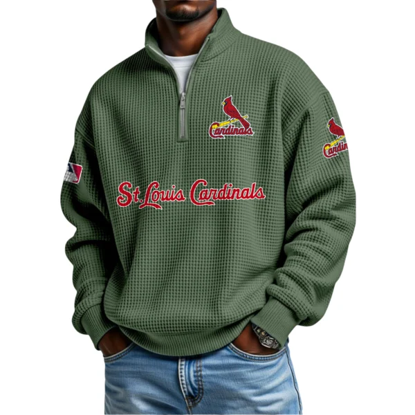 St. Louis Cardinals Waffle Knit Quarter-Zip Long Sleeve Shirt