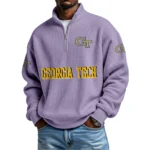 Georgia Tech Yellow Jackets Waffle Knit Quarter-Zip Long Sleeve Shirt