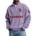 Oklahoma Sooners Waffle Knit Quarter-Zip Long Sleeve Shirt