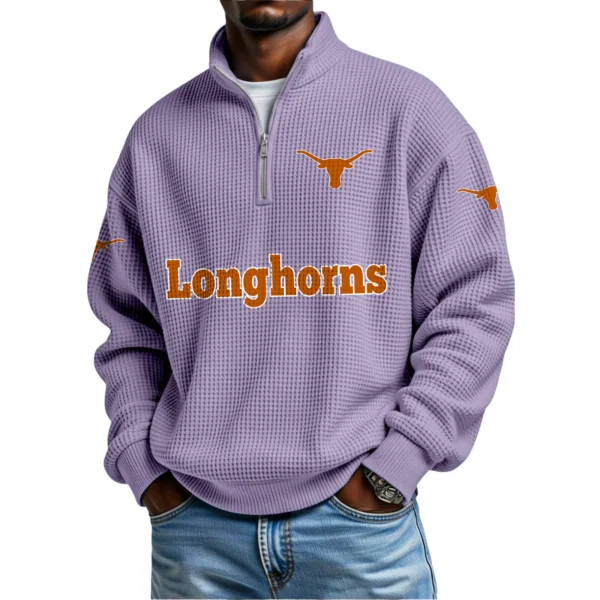 Texas Longhorns Waffle Knit Quarter-Zip Long Sleeve Shirt