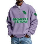 North Texas Mean Green Waffle Knit Quarter-Zip Long Sleeve Shirt