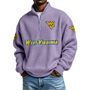West Virginia Mountaineers Waffle Knit Quarter-Zip Long Sleeve Shirt