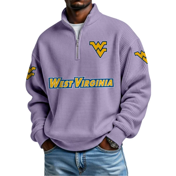 West Virginia Mountaineers Waffle Knit Quarter-Zip Long Sleeve Shirt