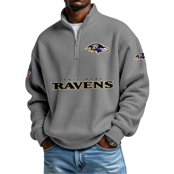 Baltimore Ravens Waffle Knit Quarter-Zip Long Sleeve Shirt
