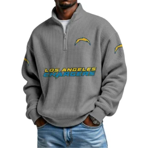 Los Angeles Chargers Waffle Knit Quarter-Zip Long Sleeve Shirt