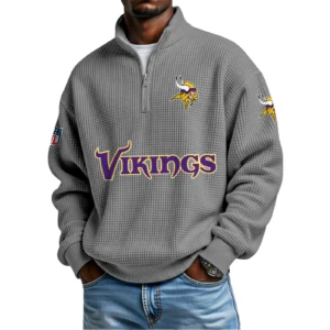 Minnesota Vikings Waffle Knit Quarter-Zip Long Sleeve Shirt