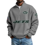 New York Jets Waffle Knit Quarter-Zip Long Sleeve Shirt