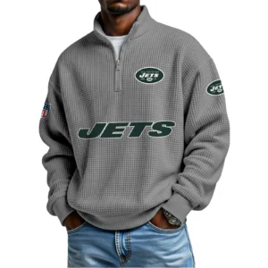 New York Jets Waffle Knit Quarter-Zip Long Sleeve Shirt