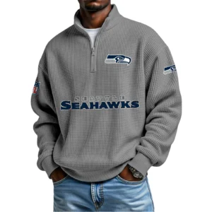 Seattle Seahawks Waffle Knit Quarter-Zip Long Sleeve Shirt