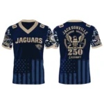 Jacksonville Jaguars US Navy 250th Birthday V-Neck Short Sleeve Jersey 3D Limited 2026 Custom Name