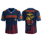 Jacksonville Jaguars x US USMC 250th Birthday V-Neck Short Sleeve Jersey 3D Limited 2026 Custom Name