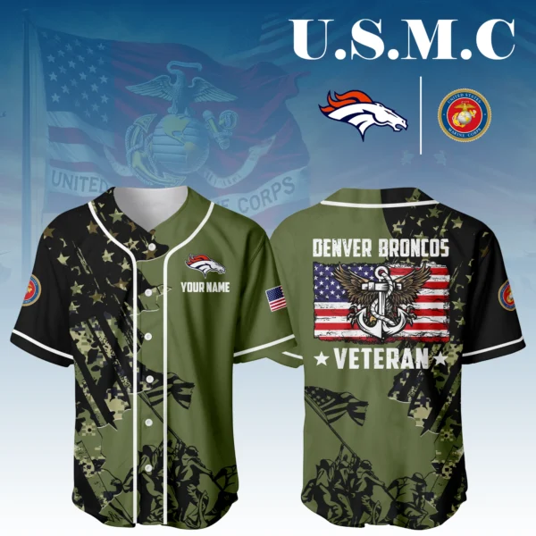 Denver Broncos x USMC Veteran 3D Baseball Jersey Limited 2026 Custom Your Name