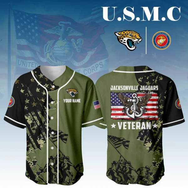 Jacksonville Jaguars x USMC Veteran 3D Baseball Jersey Limited 2026 Custom Your Name