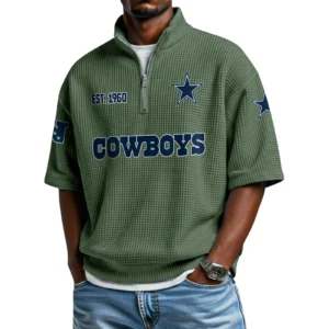 Dallas Cowboys Quarter-Zip Waffle Knit Short Sleeve Shirt