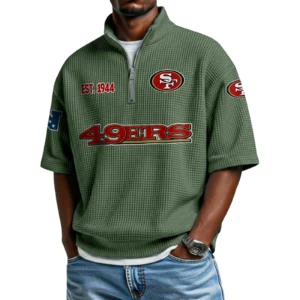 San Francisco 49ers Quarter-Zip Waffle Knit Short Sleeve Shirt