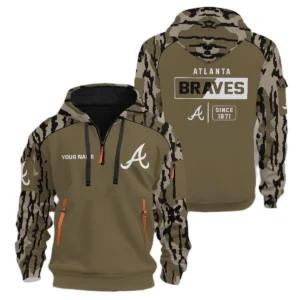 Atlanta Braves Half Zip Hoodie Customize Your Name