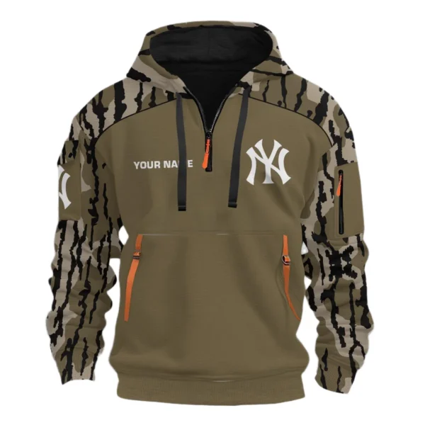 New York Yankees Half Zip Hoodie Customize Your Name