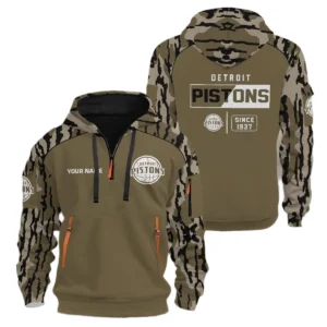Detroit Pistons Half Zip Hoodie Customize Your Name