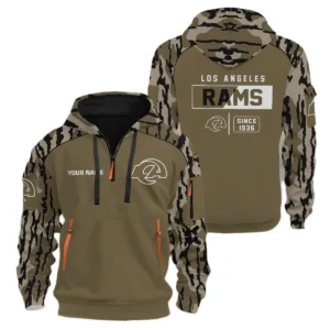 Los Angeles Rams Half Zip Hoodie Customize Your Name