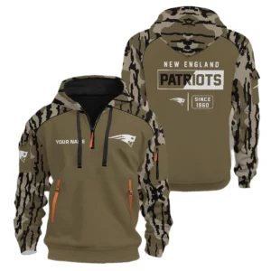New England Patriots Half Zip Hoodie Customize Your Name