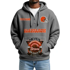 Cleveland Browns x Quarter-Zip Waffle Knit Hoodie Customize Your Name