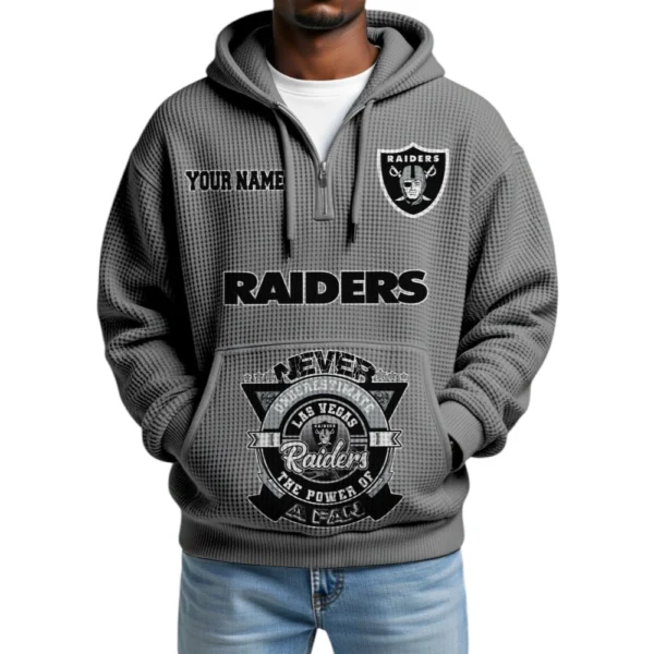 Las Vegas Raiders x Quarter-Zip Waffle Knit Hoodie Customize Your Name