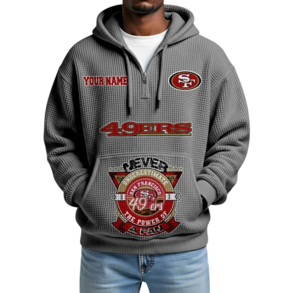San Francisco 49ers x Quarter-Zip Waffle Knit Hoodie Customize Your Name