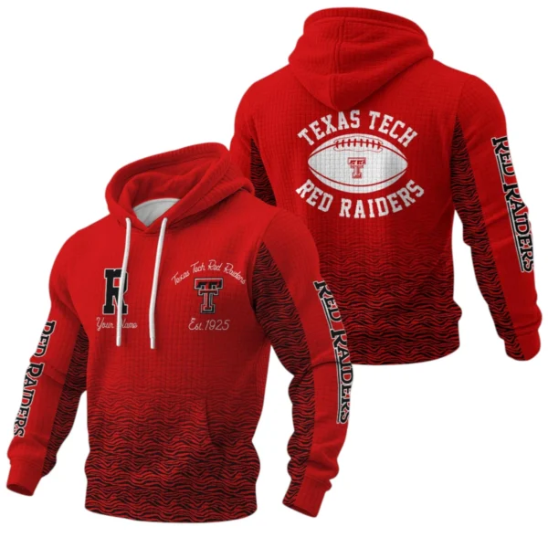 Texas Tech Red Raiders Waffle Pullover Hoodie Custom Your Name