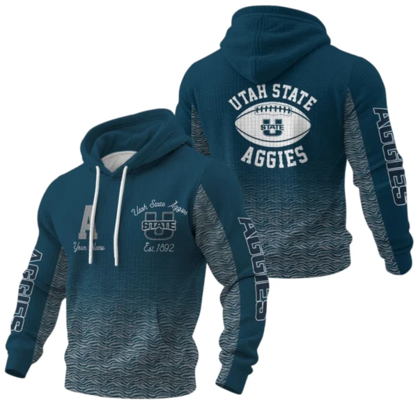 Utah State Aggies Waffle Pullover Hoodie Custom Your Name