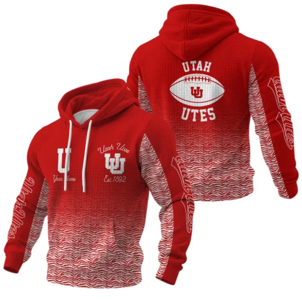Utah Utes Waffle Pullover Hoodie Custom Your Name